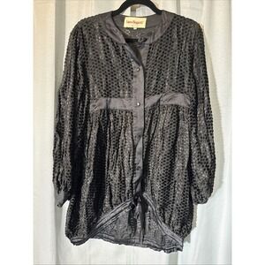 Vintage Laura Biagiotti Metallic Gold Polka Dot Blouse Made in Italy Womens 40
